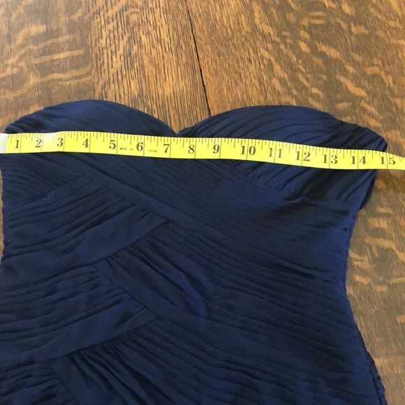 Adrianna Papell Collection Navy Blue Strapless Shutter Pleat Dress - Picture 10 of 14